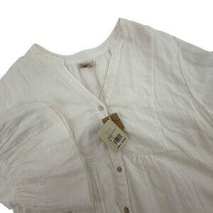 Faherty Womens Dune Cotton‎ Gauze Kasey Dress White L Organic Cotton New